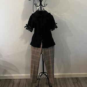 Tommy Hilfiger Black and Orange Brown Plaid Pants